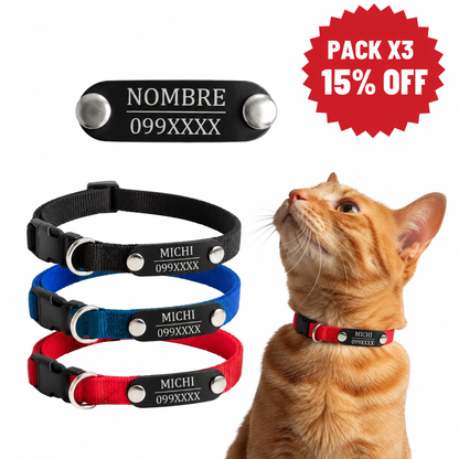 Pack x3 collares remachados para gato - Pets Club