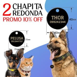 2 Chapitas identificadoras Redondas Negras 10% OFF