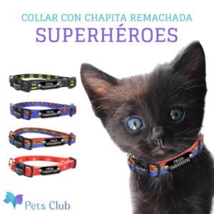Collar de Gato Superhéroes con Chapita Remachada
