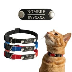 Pack x3 Collares Con Chapita Remachada Gato